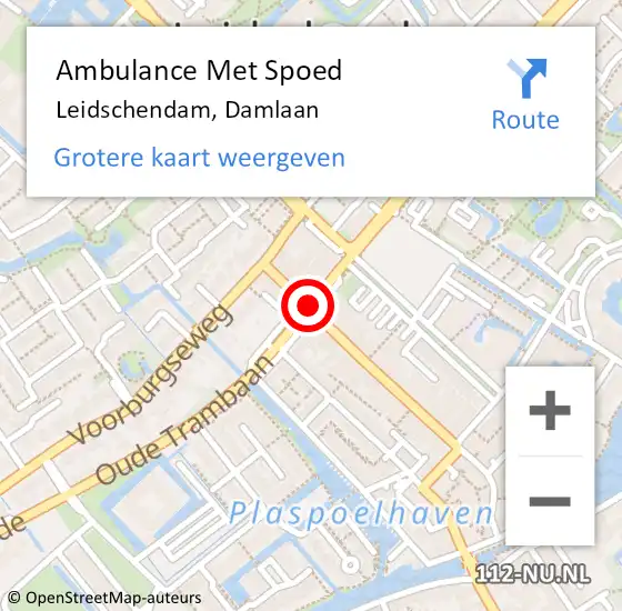 Locatie op kaart van de 112 melding: Ambulance Met Spoed Naar Leidschendam, Damlaan op 16 december 2016 10:44