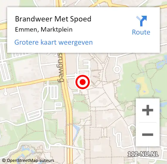 Locatie op kaart van de 112 melding: Brandweer Met Spoed Naar Emmen, Marktplein op 16 december 2016 12:25