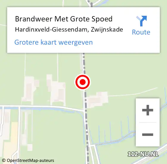 Locatie op kaart van de 112 melding: Brandweer Met Grote Spoed Naar Hardinxveld-Giessendam, Zwijnskade op 16 december 2016 12:54