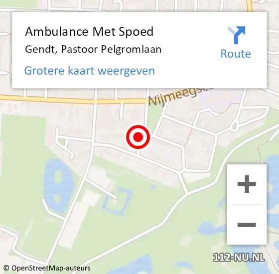 Locatie op kaart van de 112 melding: Ambulance Met Spoed Naar Gendt, Pastoor Pelgromlaan op 16 december 2016 17:07
