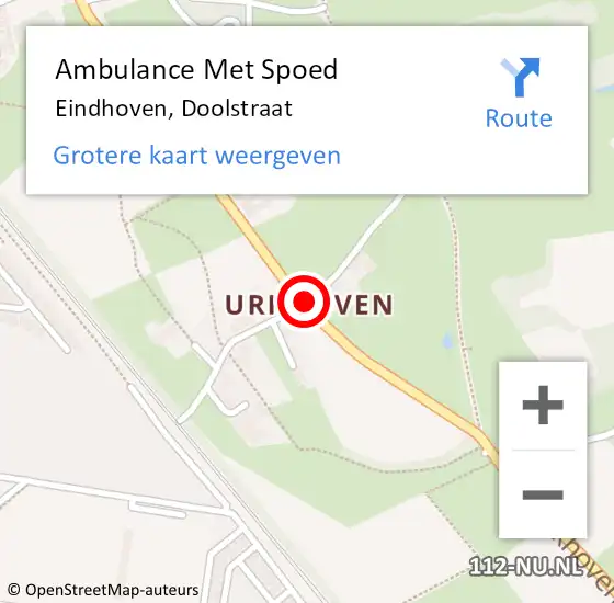 Locatie op kaart van de 112 melding: Ambulance Met Spoed Naar Eindhoven, Doolstraat op 16 december 2016 17:35