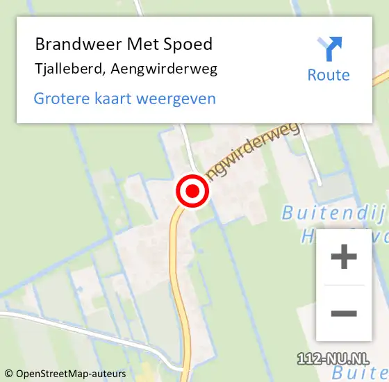 Locatie op kaart van de 112 melding: Brandweer Met Spoed Naar Tjalleberd, Aengwirderweg op 16 december 2016 18:40