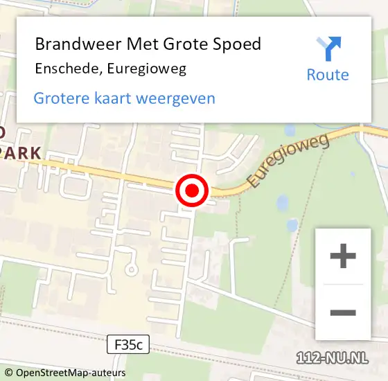 Locatie op kaart van de 112 melding: Brandweer Met Grote Spoed Naar Enschede, Euregioweg op 16 december 2016 20:06