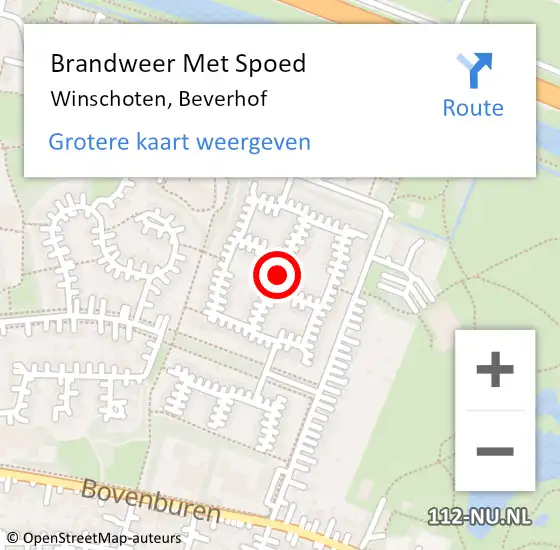 Locatie op kaart van de 112 melding: Brandweer Met Spoed Naar Winschoten, Beverhof op 16 december 2016 22:39