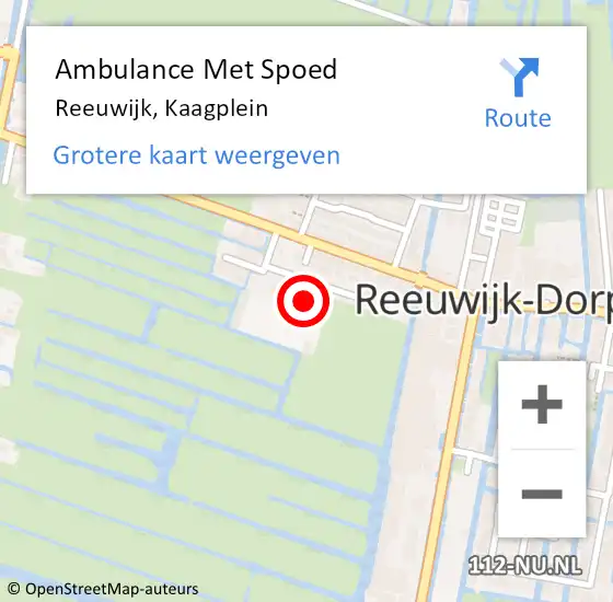 Locatie op kaart van de 112 melding: Ambulance Met Spoed Naar Reeuwijk, Kaagplein op 17 december 2016 03:02