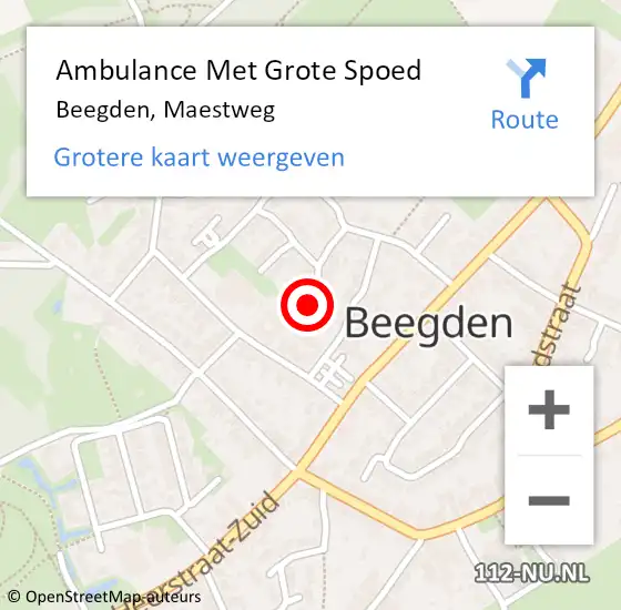 Locatie op kaart van de 112 melding: Ambulance Met Grote Spoed Naar Beegden, Maestweg op 17 december 2016 07:19