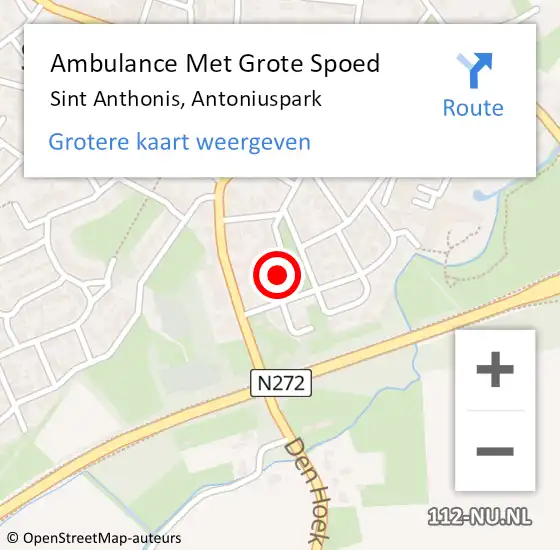 Locatie op kaart van de 112 melding: Ambulance Met Grote Spoed Naar Sint Anthonis, Antoniuspark op 17 december 2016 09:49