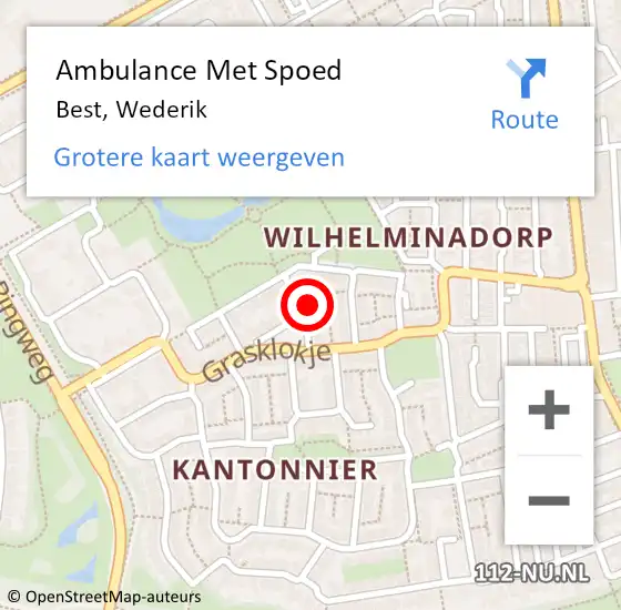 Locatie op kaart van de 112 melding: Ambulance Met Spoed Naar Best, Wederik op 17 december 2016 09:49