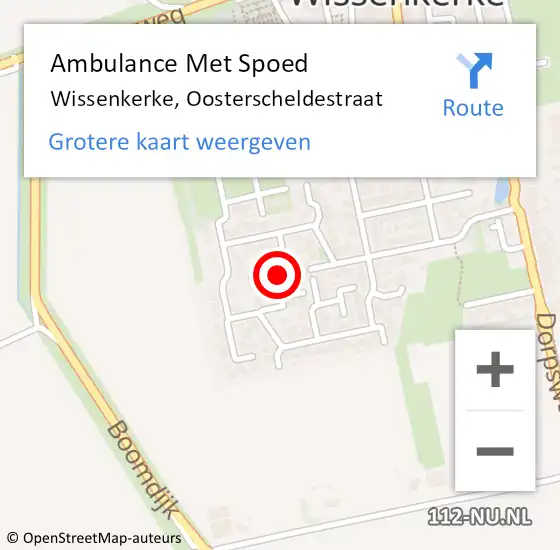 Locatie op kaart van de 112 melding: Ambulance Met Spoed Naar Wissenkerke, Oosterscheldestraat op 17 december 2016 10:17