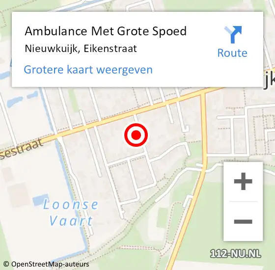 Locatie op kaart van de 112 melding: Ambulance Met Grote Spoed Naar Nieuwkuijk, Eikenstraat op 17 december 2016 17:54