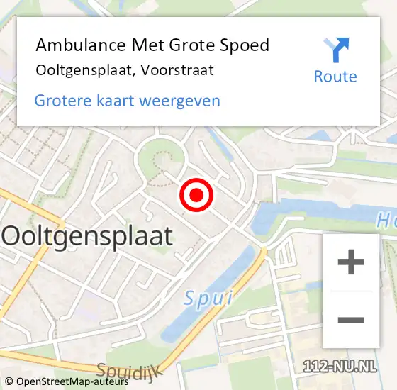Locatie op kaart van de 112 melding: Ambulance Met Grote Spoed Naar Ooltgensplaat, Voorstraat op 18 december 2016 13:49