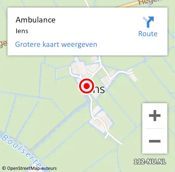 Locatie op kaart van de 112 melding: Ambulance Iens op 4 januari 2014 22:20