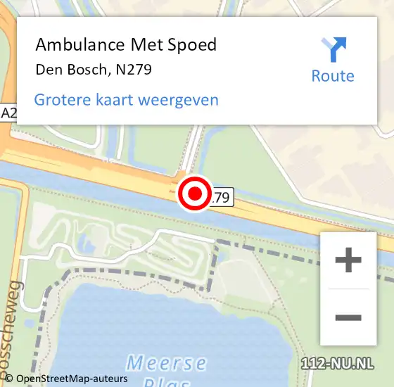 Locatie op kaart van de 112 melding: Ambulance Met Spoed Naar Den Bosch, N279 op 18 december 2016 15:41