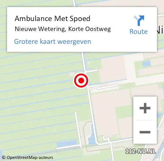 Locatie op kaart van de 112 melding: Ambulance Met Spoed Naar Nieuwe Wetering, Korte Oostweg op 19 december 2016 07:24