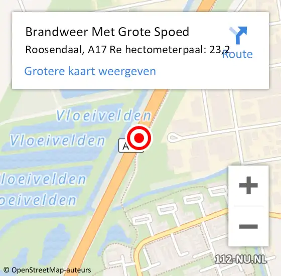 Locatie op kaart van de 112 melding: Brandweer Met Grote Spoed Naar Roosendaal, A17 L hectometerpaal: 22,8 op 19 december 2016 21:52