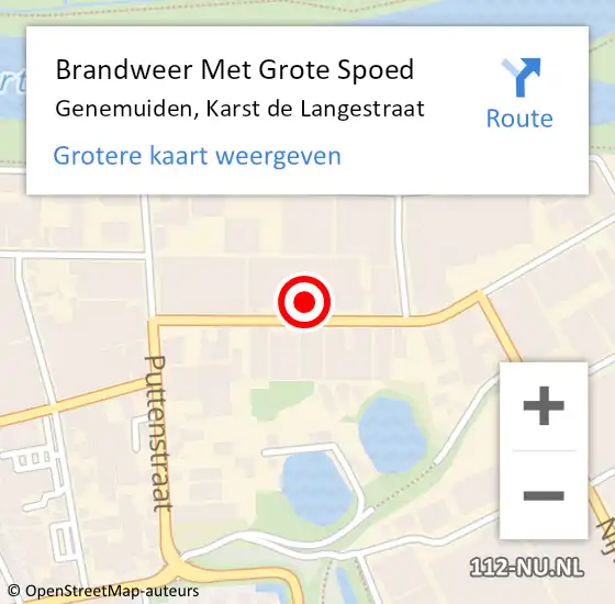 Locatie op kaart van de 112 melding: Brandweer Met Grote Spoed Naar Genemuiden, Karst de Langestraat op 20 december 2016 01:12
