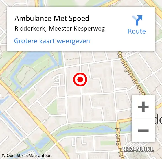 Locatie op kaart van de 112 melding: Ambulance Met Spoed Naar Ridderkerk, Kesperweg op 20 december 2016 08:27
