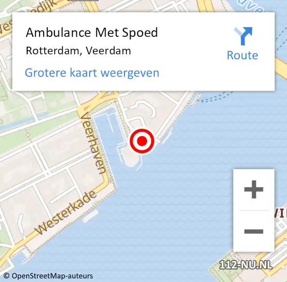 Locatie op kaart van de 112 melding: Ambulance Met Spoed Naar Rotterdam, Veerdam op 20 december 2016 12:56
