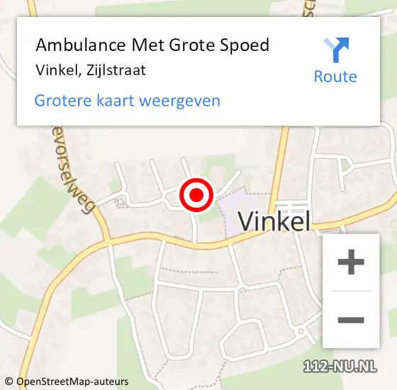 Locatie op kaart van de 112 melding: Ambulance Met Grote Spoed Naar Vinkel, Zijlstraat op 20 december 2016 13:53