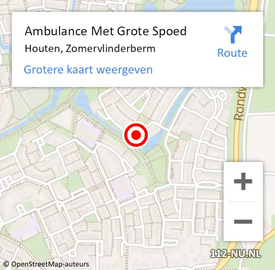 Locatie op kaart van de 112 melding: Ambulance Met Grote Spoed Naar Houten, Zomervlinderberm op 20 december 2016 16:13