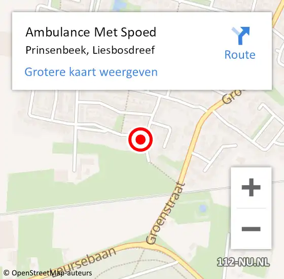 Locatie op kaart van de 112 melding: Ambulance Met Spoed Naar Prinsenbeek, Liesbosdreef op 20 december 2016 16:41