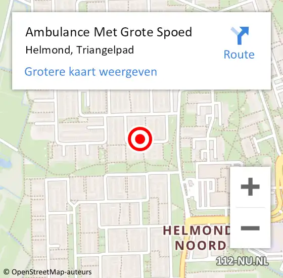 Locatie op kaart van de 112 melding: Ambulance Met Grote Spoed Naar Helmond, Triangelpad op 21 december 2016 08:39