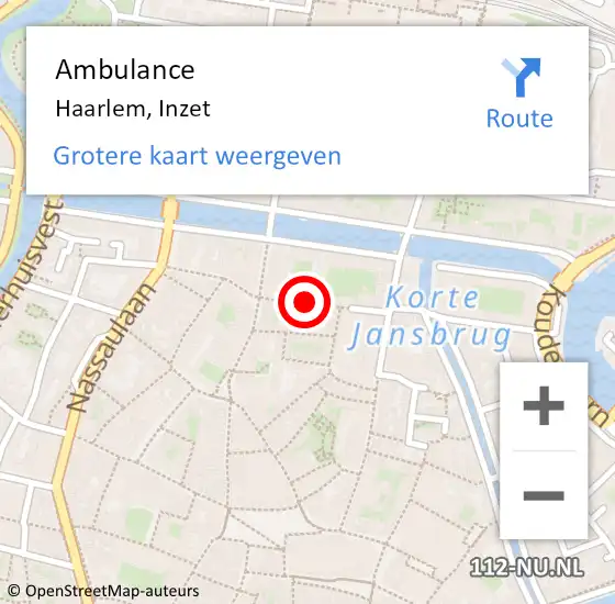 Locatie op kaart van de 112 melding: Ambulance Haarlem, A1 op 21 december 2016 22:45
