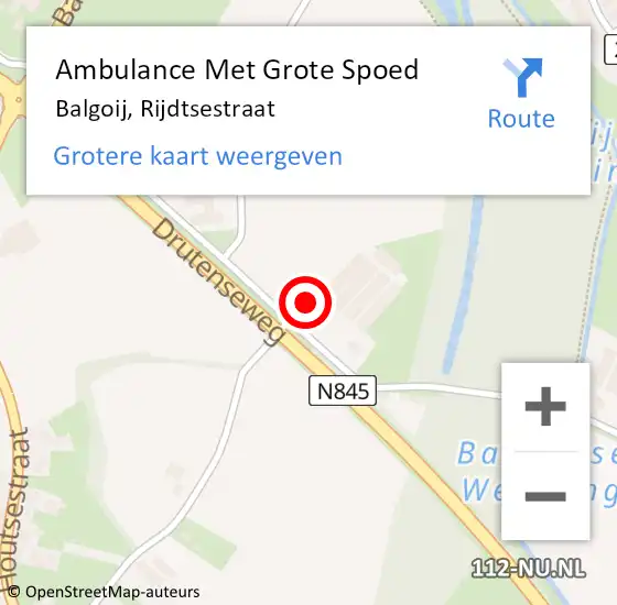 Locatie op kaart van de 112 melding: Ambulance Met Grote Spoed Naar Balgoij, Rijdtsestraat op 22 december 2016 14:01