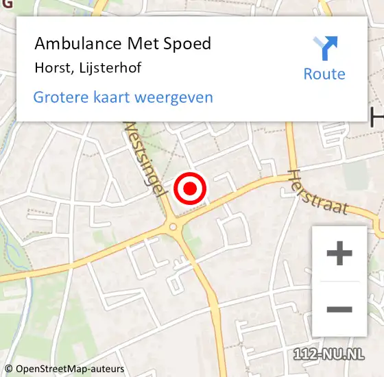 Locatie op kaart van de 112 melding: Ambulance Met Spoed Naar Horst, Lijsterhof op 22 december 2016 15:31