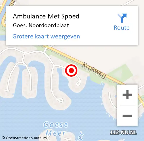 Locatie op kaart van de 112 melding: Ambulance Met Spoed Naar Goes, Noordoordplaat op 22 december 2016 18:53
