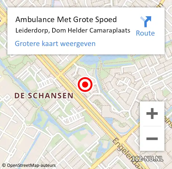 Locatie op kaart van de 112 melding: Ambulance Met Grote Spoed Naar Leiderdorp, Dom Helder Camaraplaats op 5 januari 2014 13:33