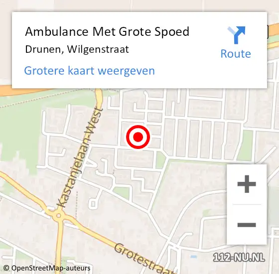 Locatie op kaart van de 112 melding: Ambulance Met Grote Spoed Naar Drunen, Wilgenstraat op 23 december 2016 00:49