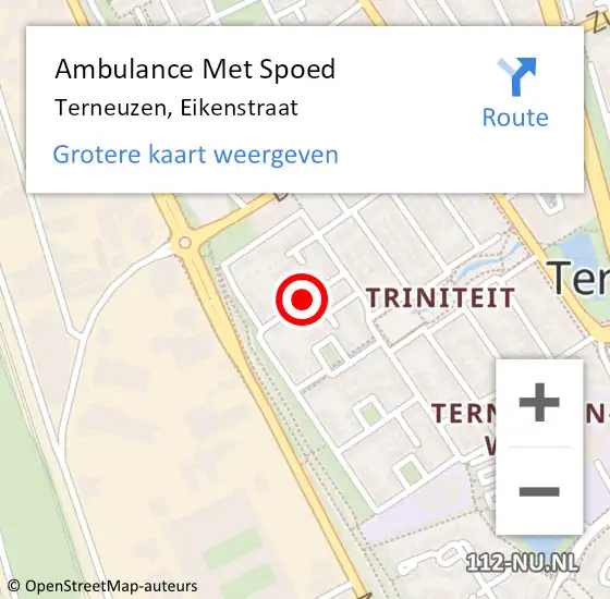 Locatie op kaart van de 112 melding: Ambulance Met Spoed Naar Terneuzen, Eikenstraat op 23 december 2016 18:09