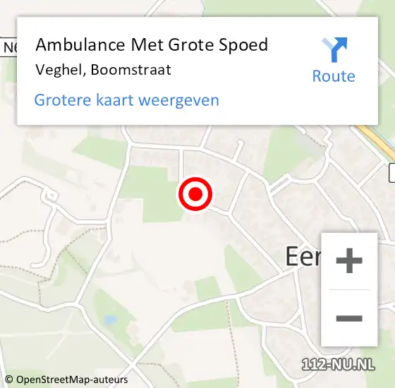 Locatie op kaart van de 112 melding: Ambulance Met Grote Spoed Naar Veghel, Boomstraat op 23 december 2016 22:12