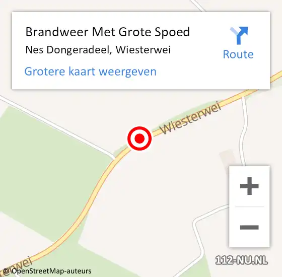 Locatie op kaart van de 112 melding: Brandweer Met Grote Spoed Naar Nes Dongeradeel, Wiesterwei op 24 december 2016 13:45