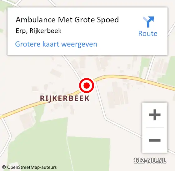 Locatie op kaart van de 112 melding: Ambulance Met Grote Spoed Naar Erp, Rijkerbeek op 24 december 2016 23:44