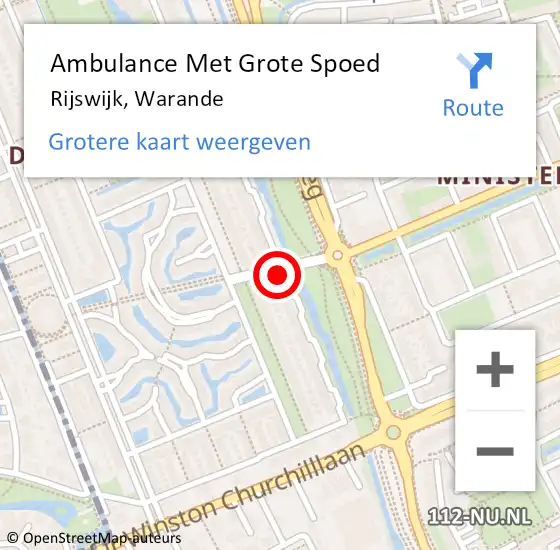 Locatie op kaart van de 112 melding: Ambulance Met Grote Spoed Naar Rijswijk, Warande op 25 december 2016 17:27
