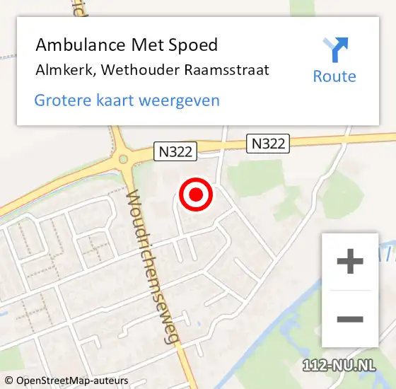 Locatie op kaart van de 112 melding: Ambulance Met Spoed Naar Almkerk, Wethouder Raamsstraat op 25 december 2016 18:27