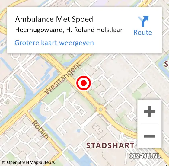 Locatie op kaart van de 112 melding: Ambulance Met Spoed Naar Heerhugowaard, H. Roland Holstlaan op 25 december 2016 18:38
