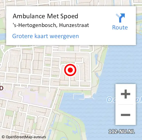 Locatie op kaart van de 112 melding: Ambulance Met Spoed Naar 's-Hertogenbosch, Hunzestraat op 26 december 2016 03:33