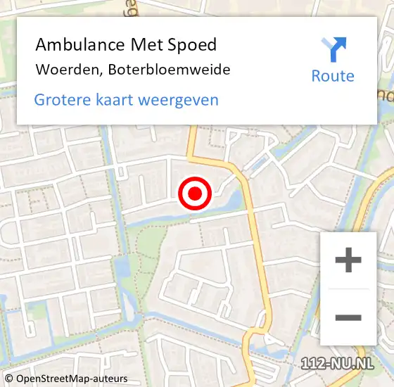 Locatie op kaart van de 112 melding: Ambulance Met Spoed Naar Woerden, Boterbloemweide op 26 december 2016 10:54
