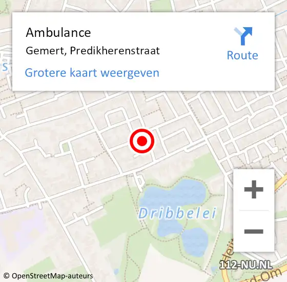 Locatie op kaart van de 112 melding: Ambulance Gemert, Predikherenstraat op 26 december 2016 17:14