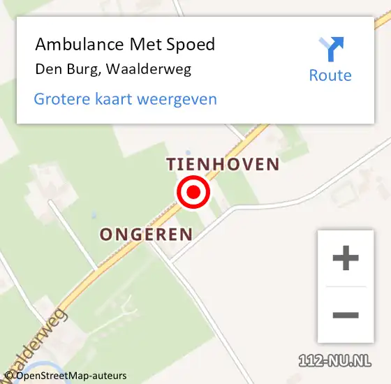 Locatie op kaart van de 112 melding: Ambulance Met Spoed Naar Den Burg, Waalderweg op 27 december 2016 15:04