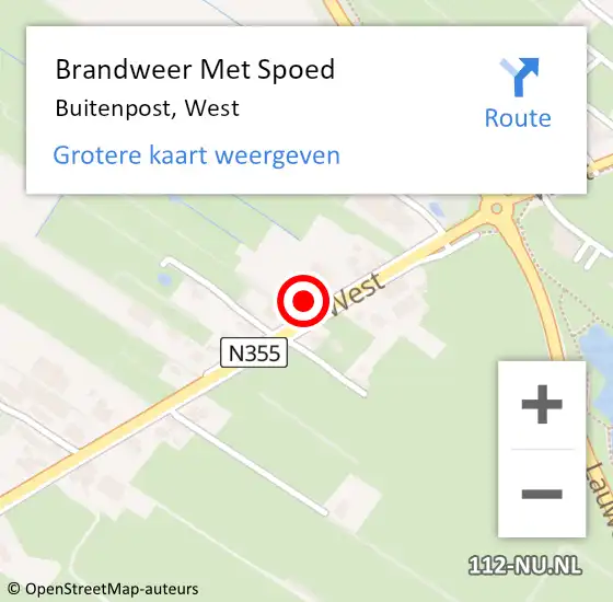 Locatie op kaart van de 112 melding: Brandweer Met Spoed Naar Buitenpost, West op 27 december 2016 16:16