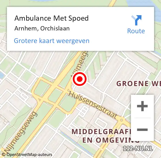 Locatie op kaart van de 112 melding: Ambulance Met Spoed Naar Arnhem, Orchislaan op 27 december 2016 23:02