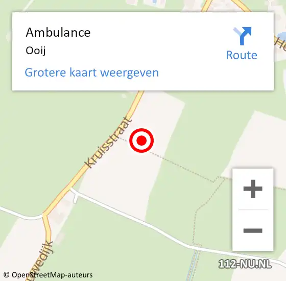 Locatie op kaart van de 112 melding: Ambulance Ooij op 27 december 2016 23:44