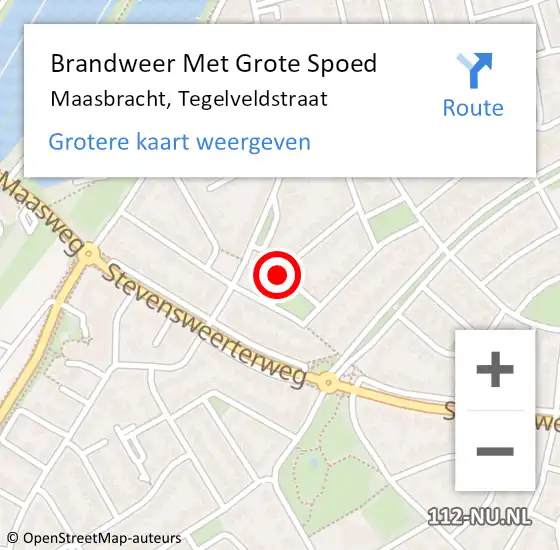 Locatie op kaart van de 112 melding: Brandweer Met Grote Spoed Naar Maasbracht, Tegelveldstraat op 28 december 2016 02:00