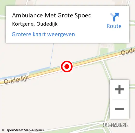 Locatie op kaart van de 112 melding: Ambulance Met Grote Spoed Naar Kortgene, Oudedijk op 28 december 2016 02:24