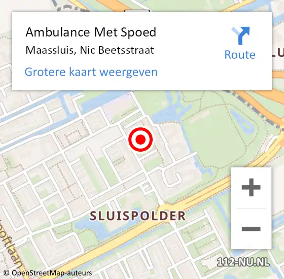 Locatie op kaart van de 112 melding: Ambulance Met Spoed Naar Maassluis, Nic Beetsstraat op 28 december 2016 07:03