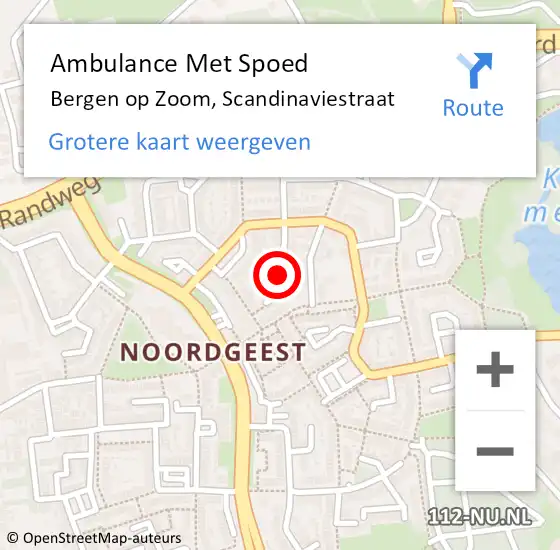 Locatie op kaart van de 112 melding: Ambulance Met Spoed Naar Bergen op Zoom, Scandinaviestraat op 6 januari 2014 07:04